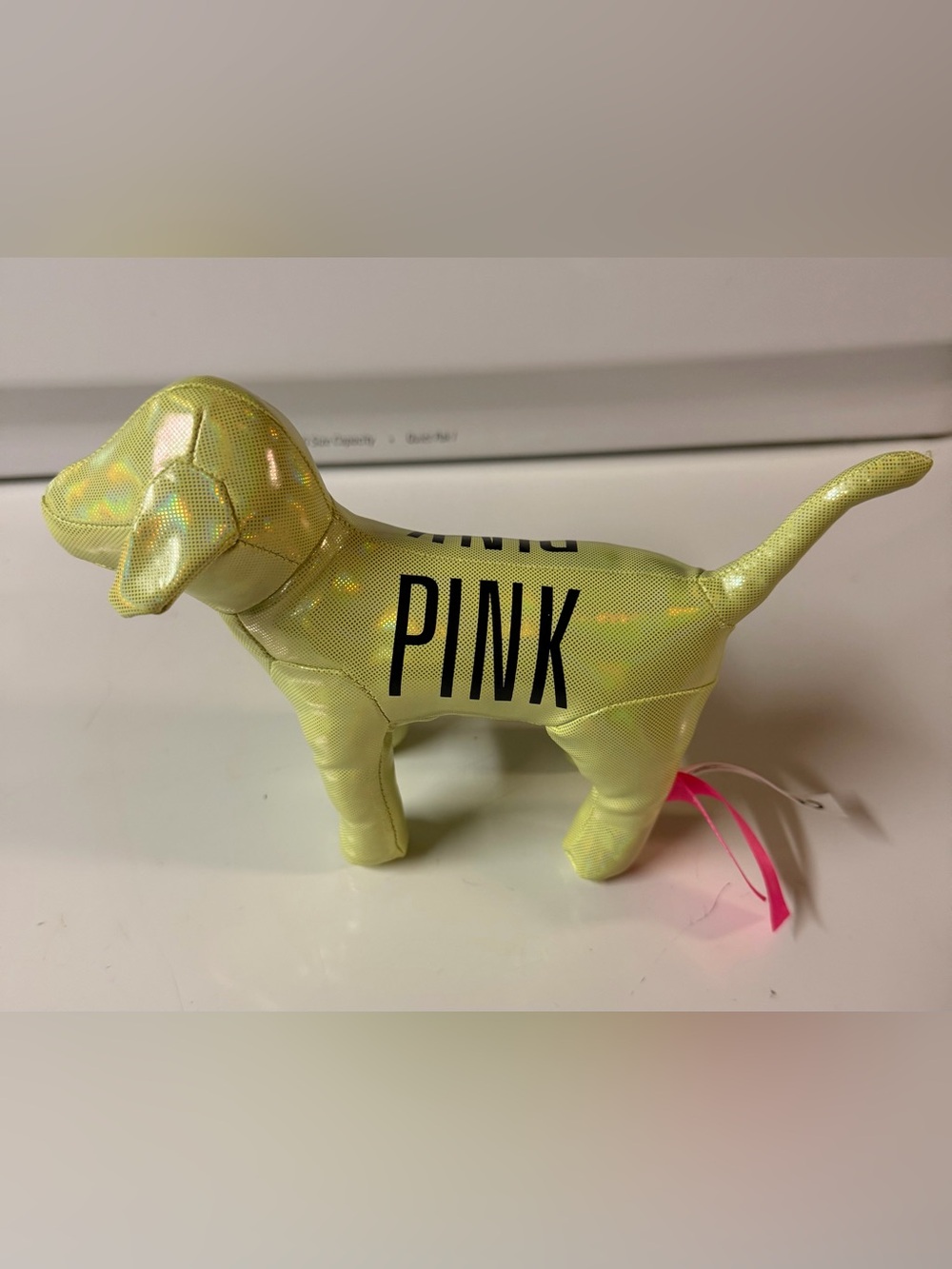 PINK Victoria's Secret Holographic Neon Green Dog Plush